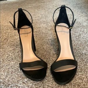Aldo brand black leather 4inch strappy heels